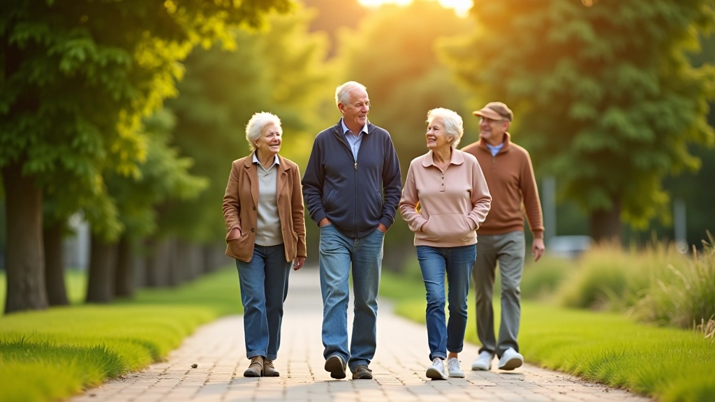 Seniori staigā pa ceļu, bērniem ir komfortabli apavi, smaids un pozitīvs noskaņojums